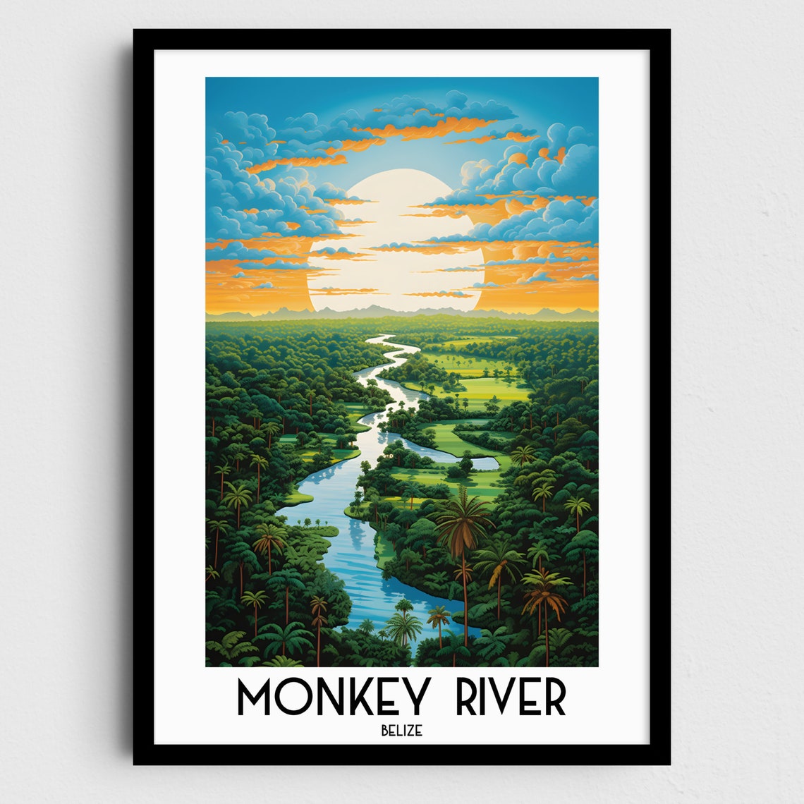 Monkey River Belize Tropical Jungle River Sunset Scenery Poster