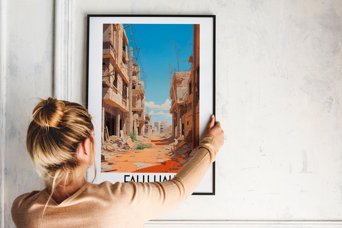 Fallujah War Torn Street Damaged Buildings Rubble Iraq Art Poster - Image 2