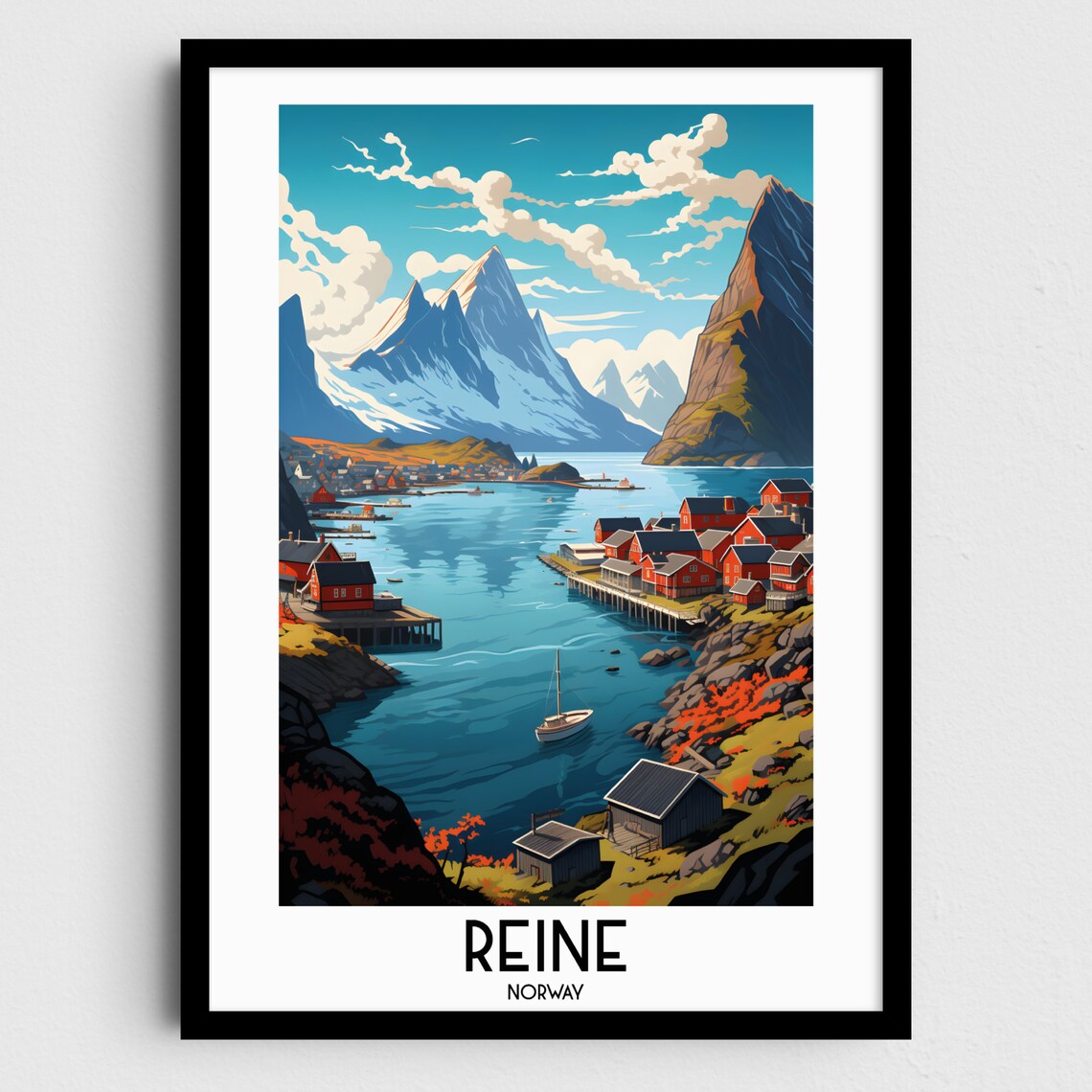 Reine Travel Poster, Norway Scandinavian Decor