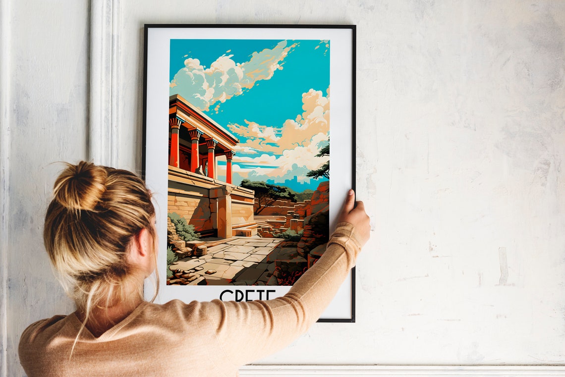 Crete Greece Ancient Ruins Red Columns History Landmark Art Poster - Image 2