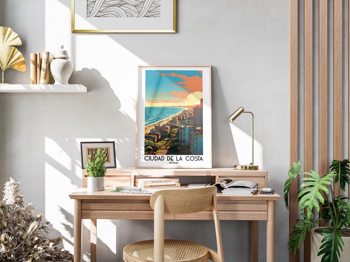 Ciudad de la Costa Uruguay Beach Sunset Skyline Travel Poster - Image 3