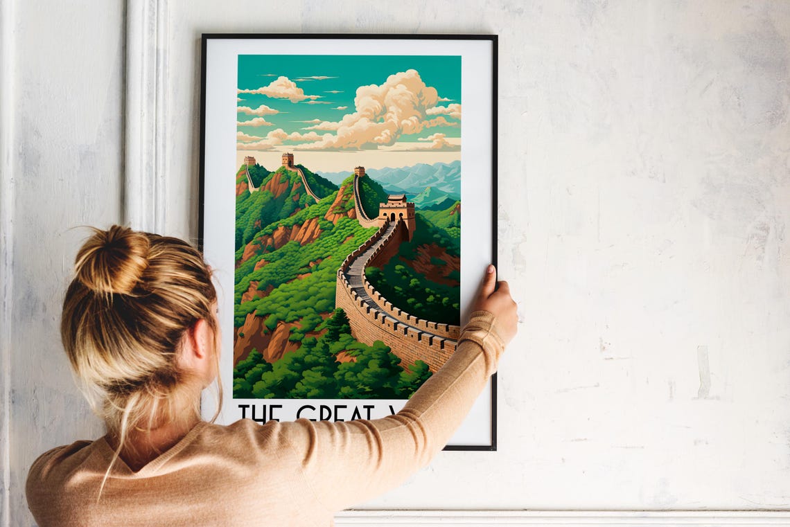 The Great Wall of China Ancient Mountain Watchtower Travel Poster - Image 2