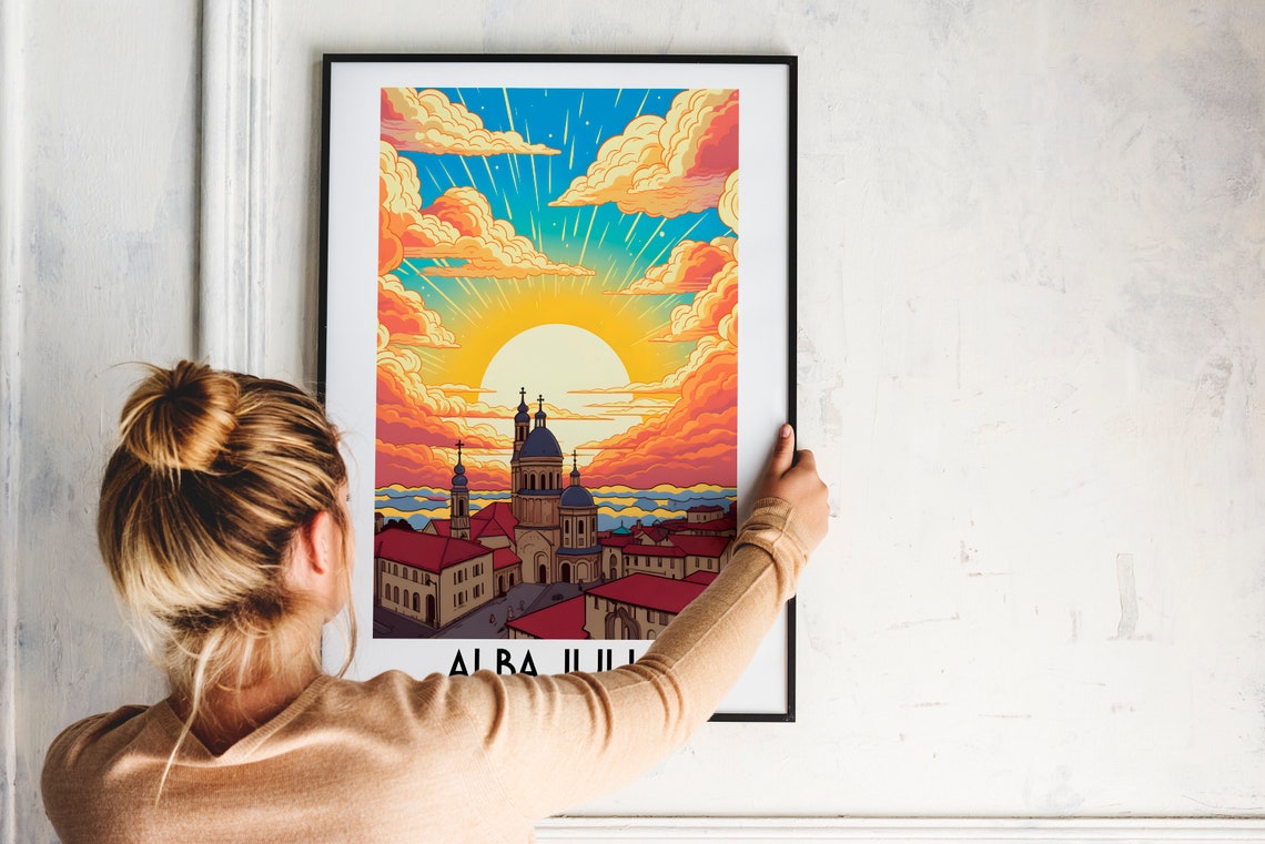 Alba Iulia Romania Historic Citadel Cathedral Sunrise Travel Poster - Image 2