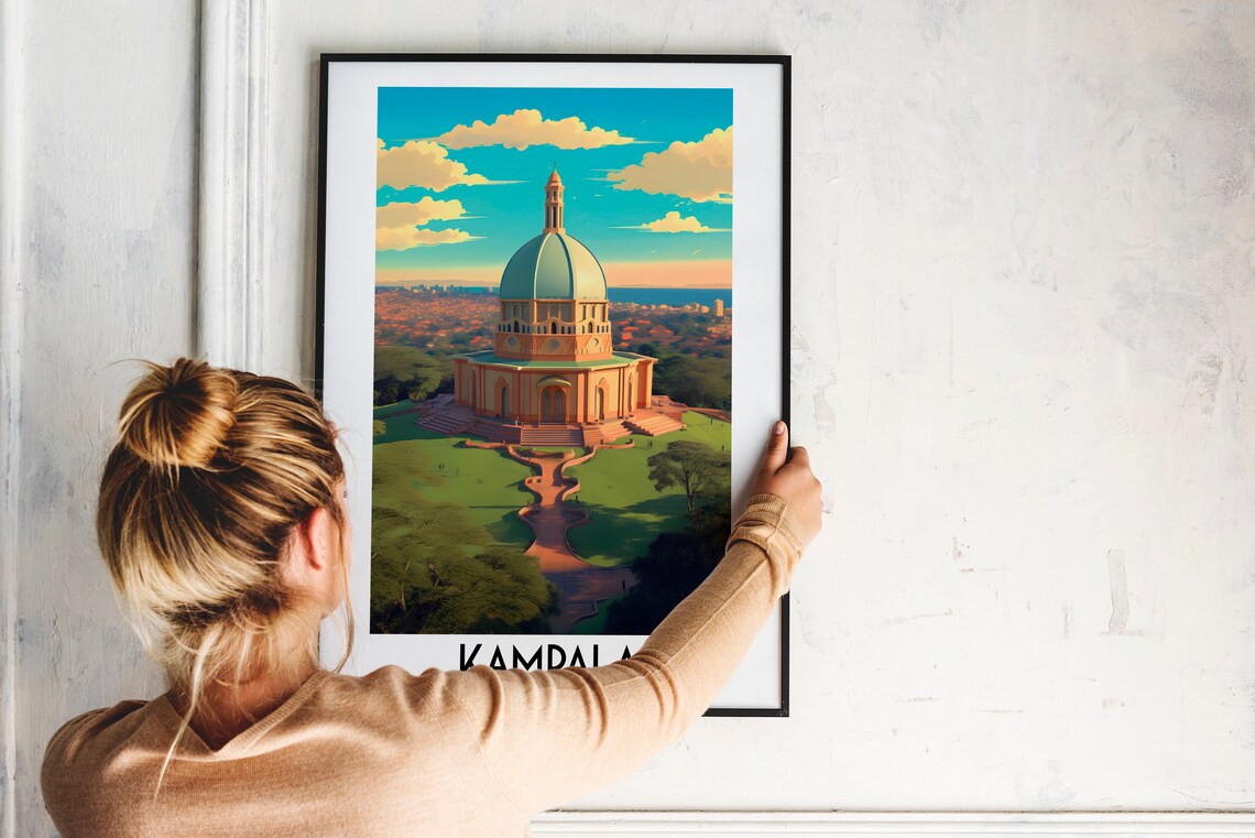 Kampala Uganda Domed Landmark Aerial View Vintage Travel Poster - Image 2