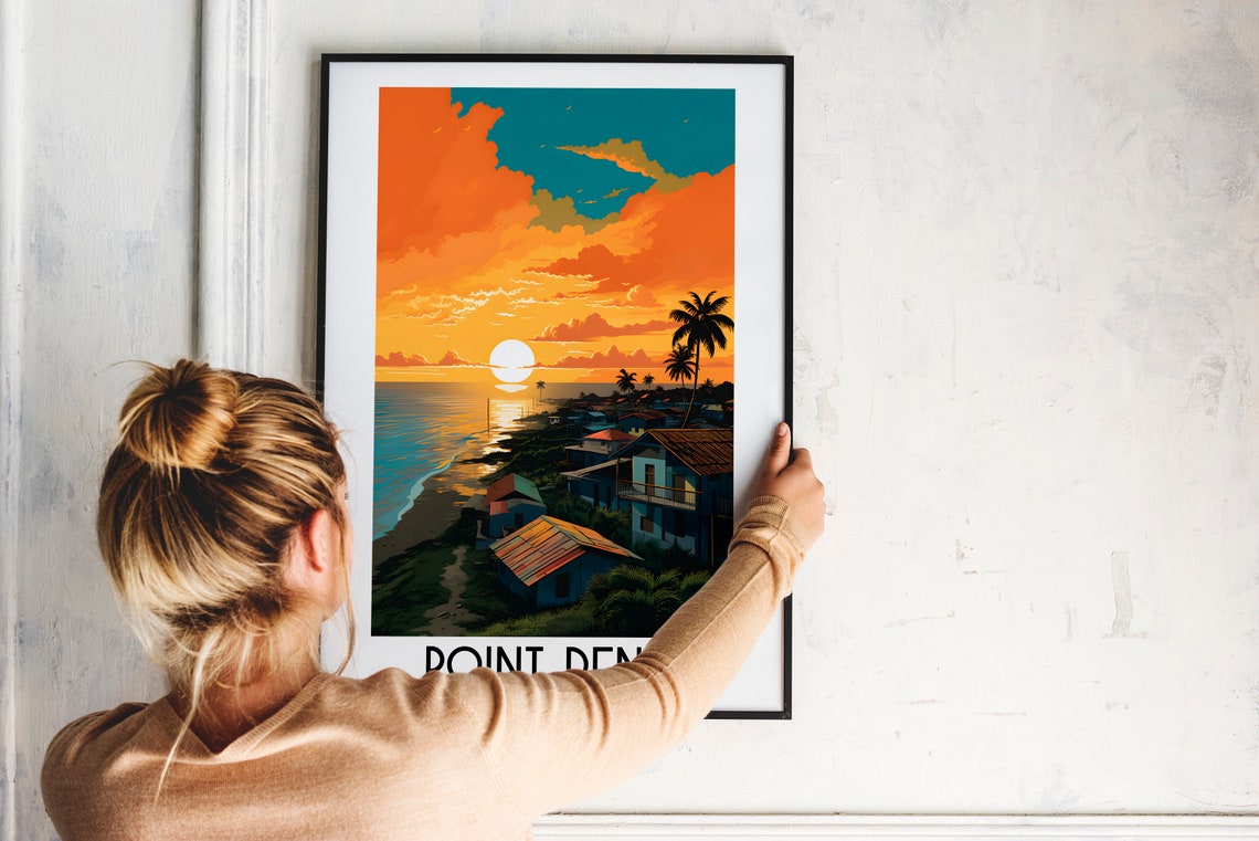 Point Denis Gabon Golden Sunset Coast Beach Palms Travel Poster - Image 2
