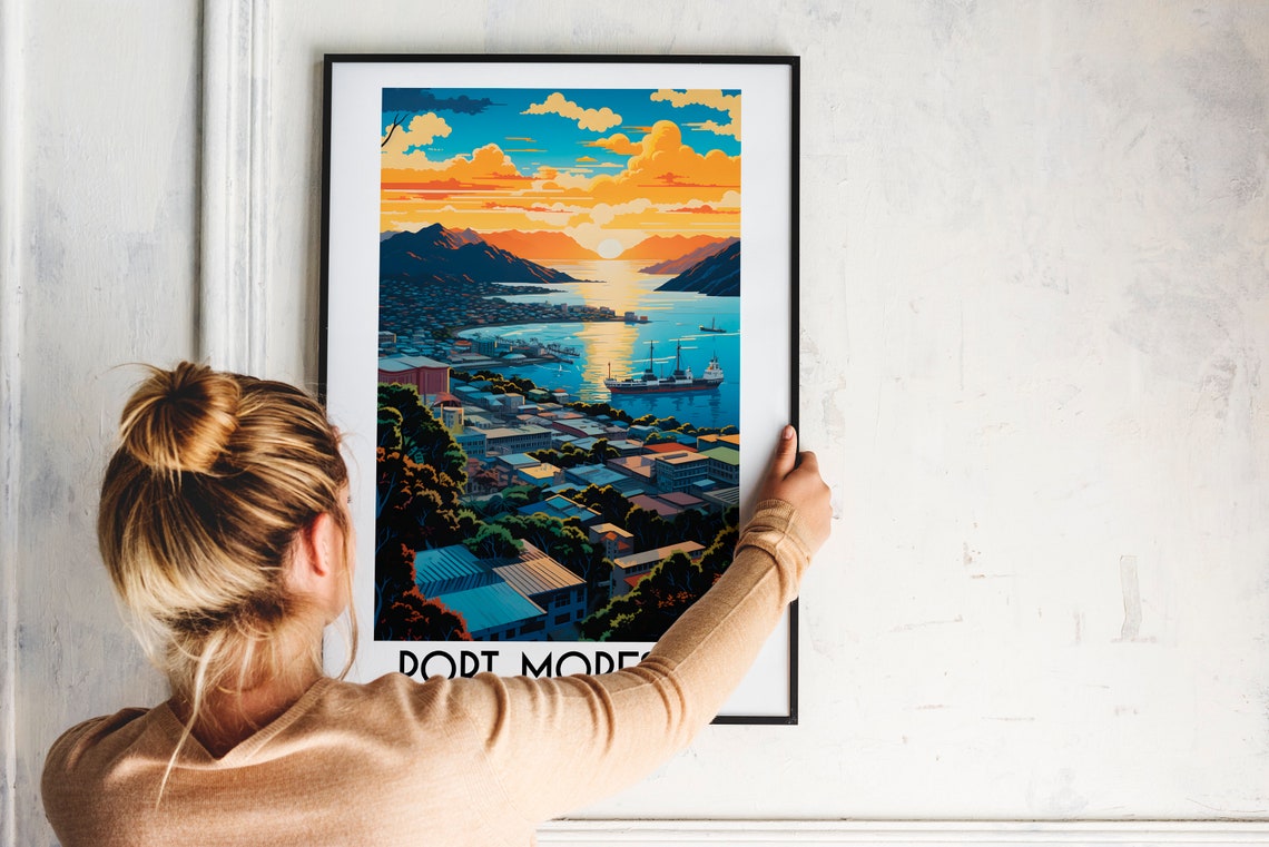 Port Moresby Papua New Guinea Harbour Ships Sunset Bay Poster - Image 2