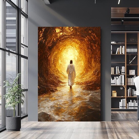 Jesus Walking Into Golden Tunnel Of Light Path Of Hope Faith Poster