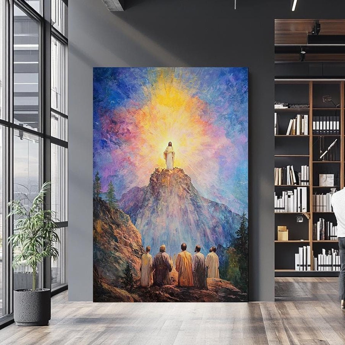 Transfiguration Jesus Glowing On Mountaintop Disciples Watching Poster