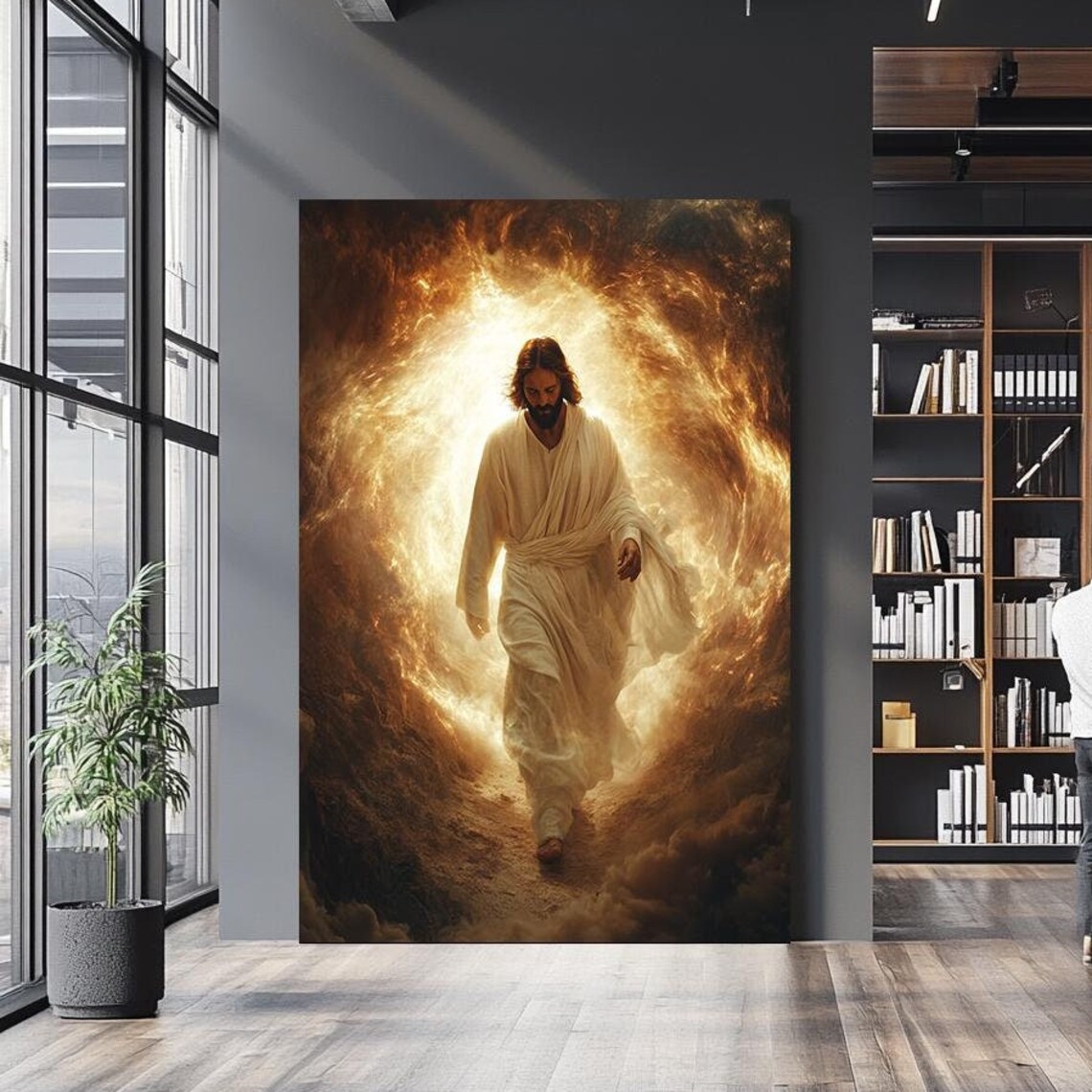 Jesus Christ Walking Through Golden Tunnel Of Divine Light Wall Art