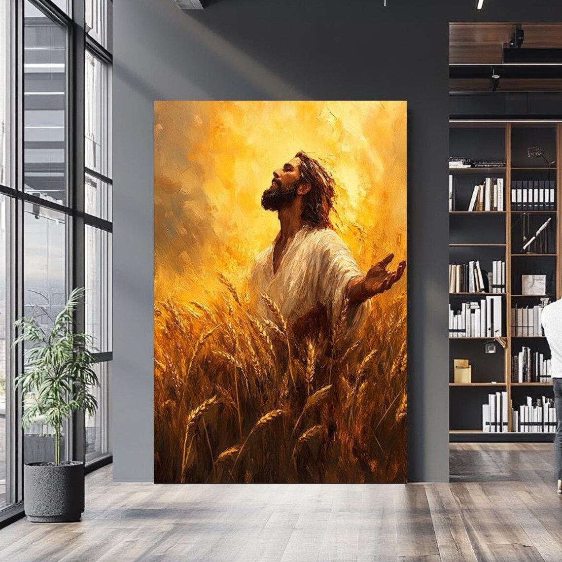 Jesus Standing In Golden Wheat Field Arms Open To Heaven Poster