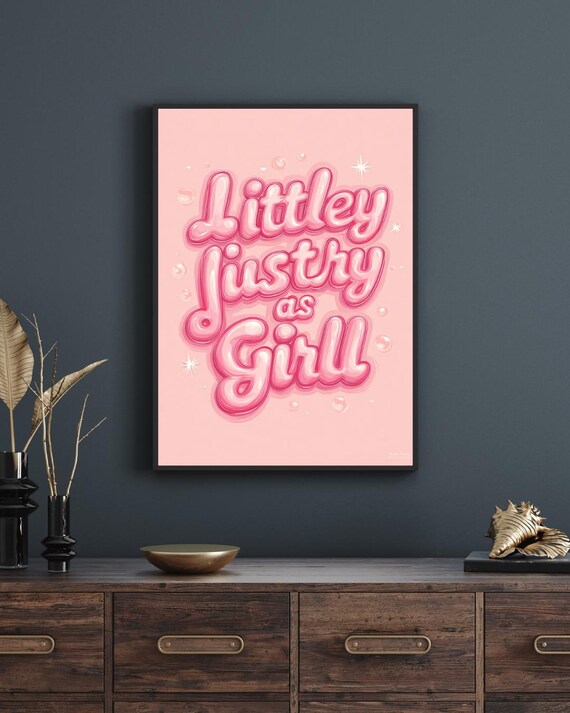 Trendy Pink Girl Poster Y2k Dorm Decor 18x24 Inches Pngs
