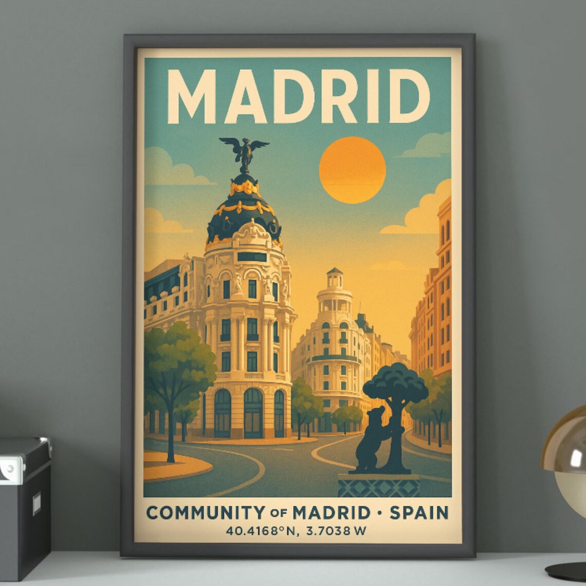 Madrid Community Of Madrid Vintage Spain City Travel Landmark Poster