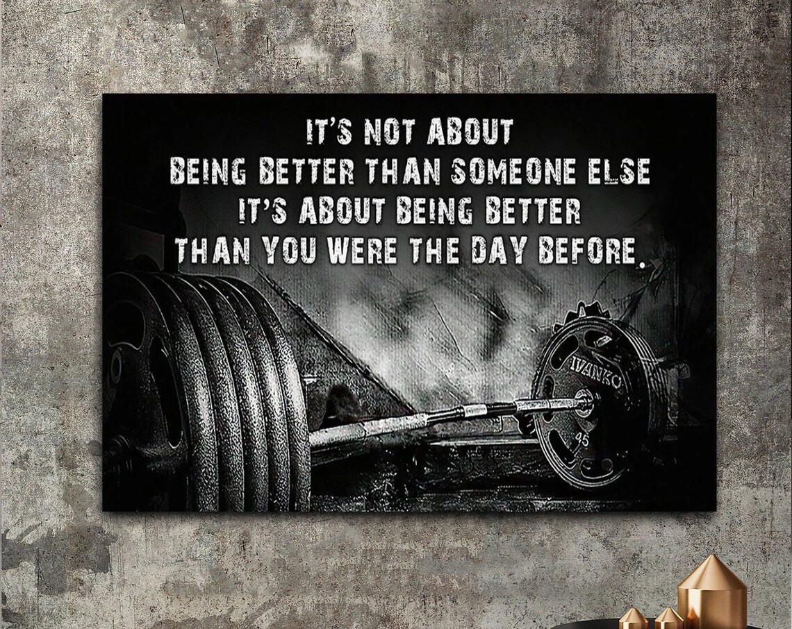 Barbell Weightlifting Better Than Yesterday Gym Motivational Poster - Image 3