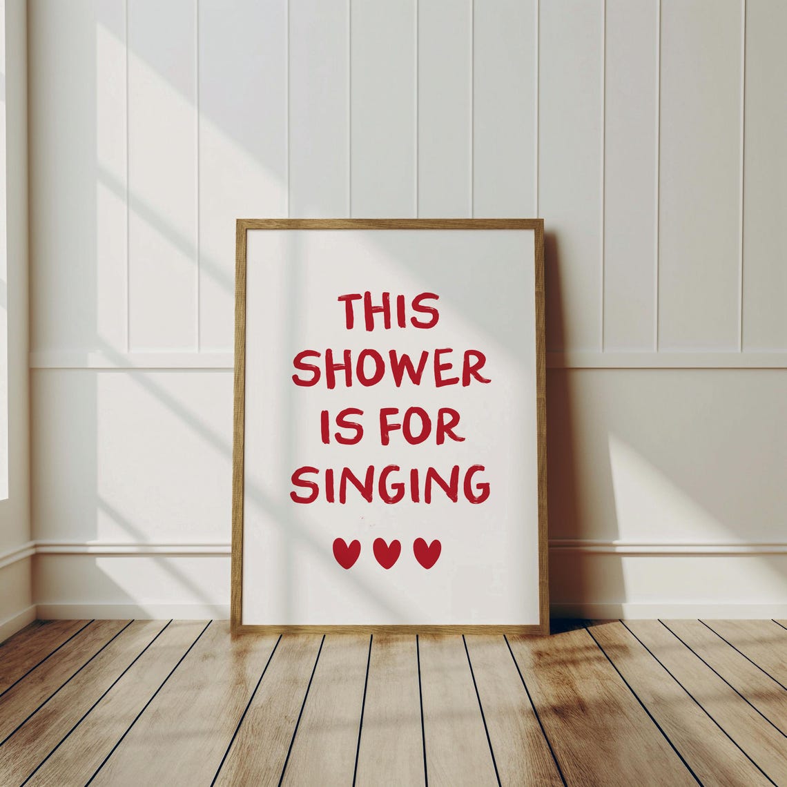 This Shower Is for Singing Bold Red Bathroom Funny Quote Poster - Image 2