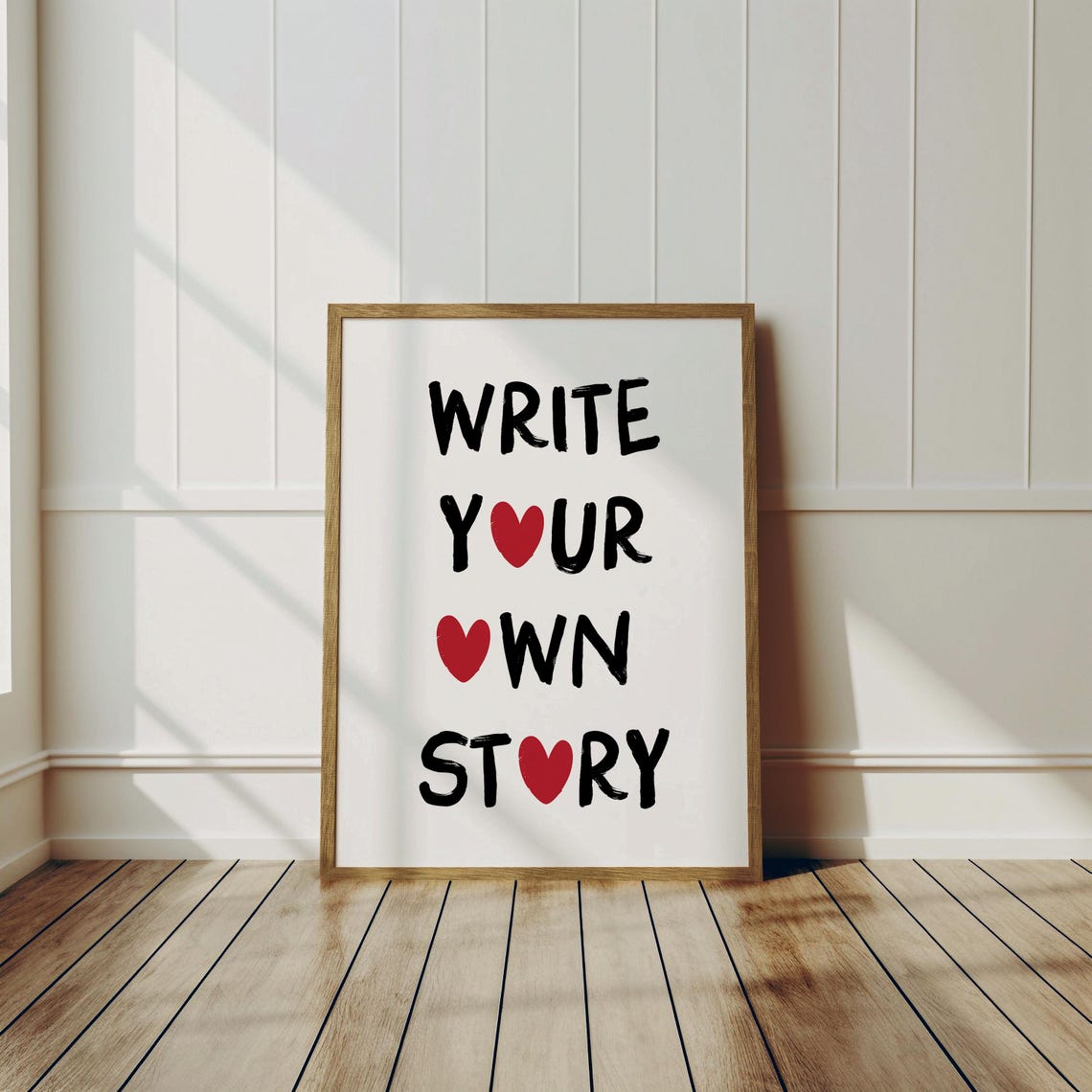 Write Your Own Story Black Red Heart Inspirational Quote Poster