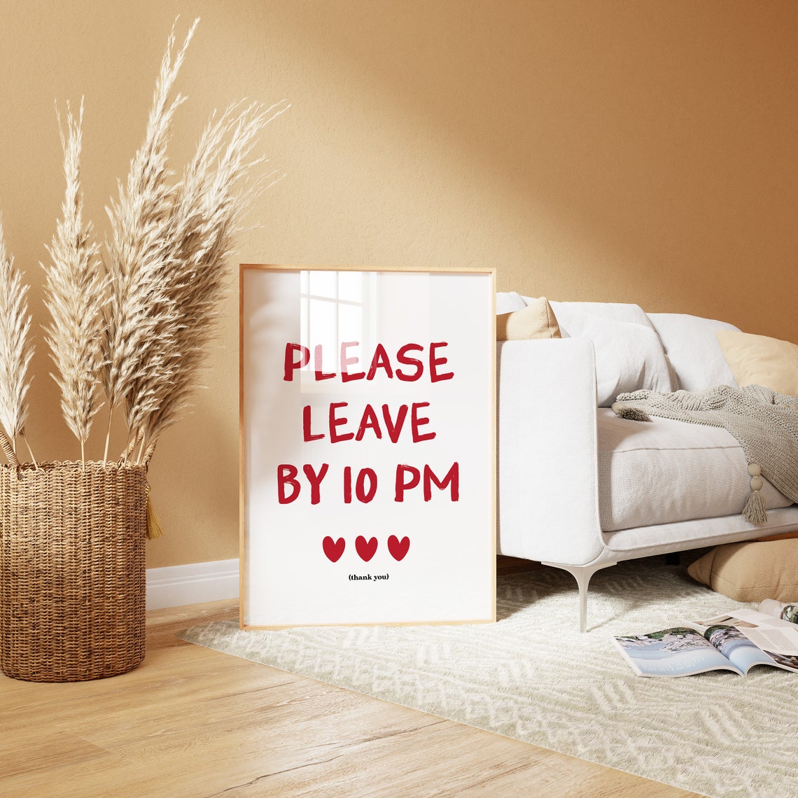 Please Leave By 10 PM Bold Red Funny Entryway Wall Quote Poster - Image 3