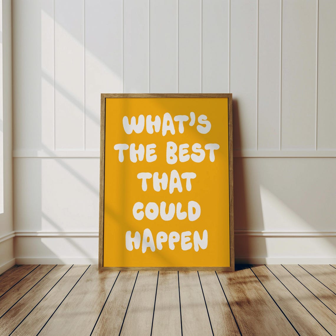 Whats The Best That Could Happen Mustard Yellow Bubble Letter Poster - Image 3