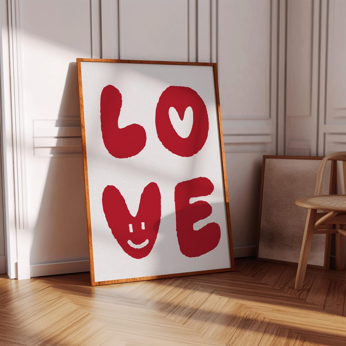 Love Heart Letters Playful Red Typography Valentine Wall Poster