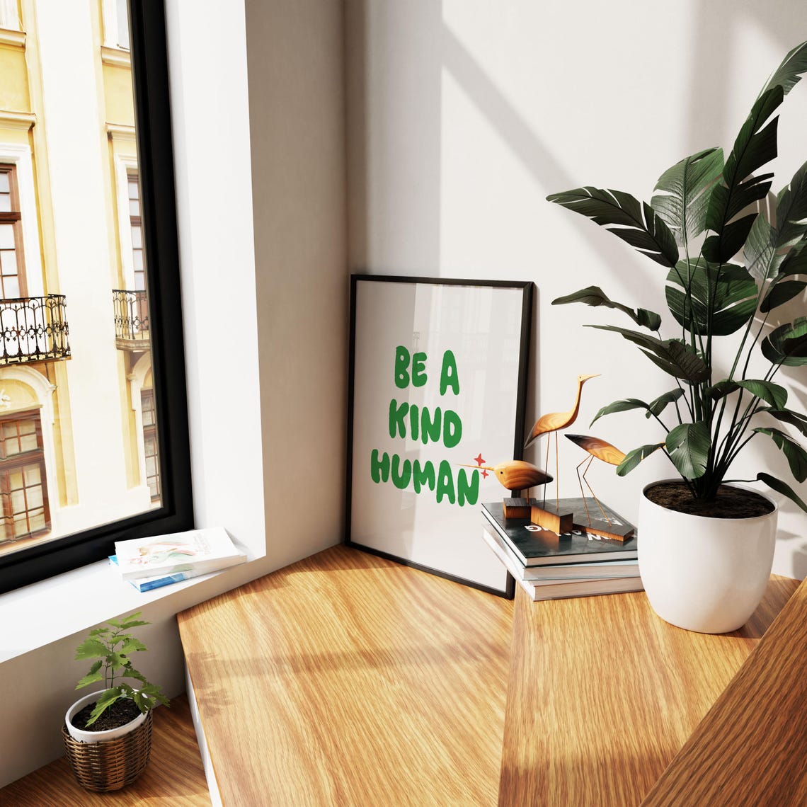Be A Kind Human Green Bubble Letter Retro Positive Decor Poster - Image 2