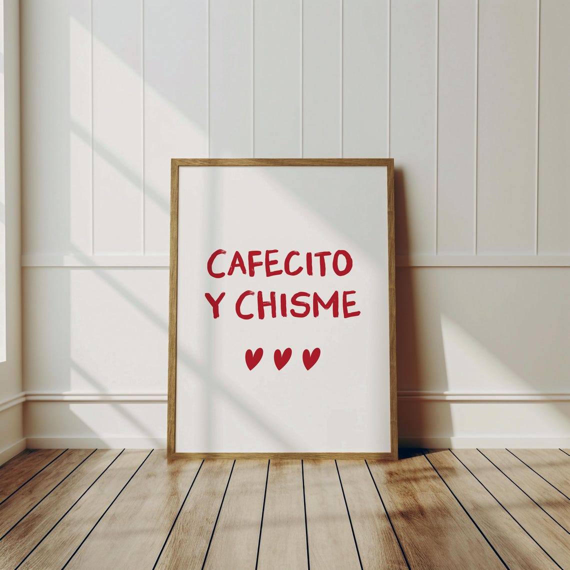 Cafecito Y Chisme Red Letter Spanish Kitchen Quote Wall Poster