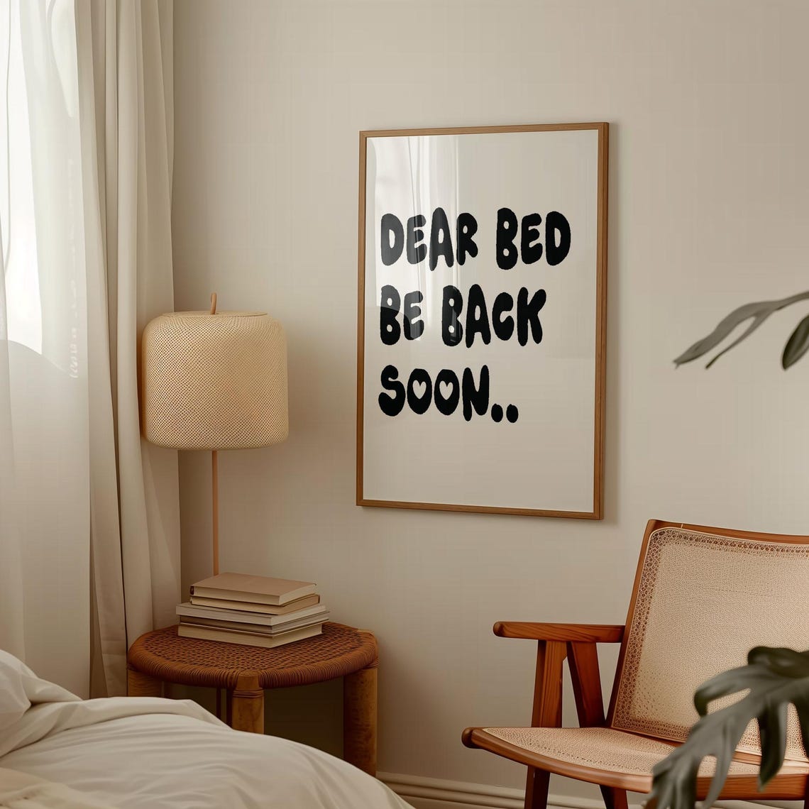 Dear Bed Be Back Soon Funny Sleepy Poster Bedroom Humor Decor - Image 3