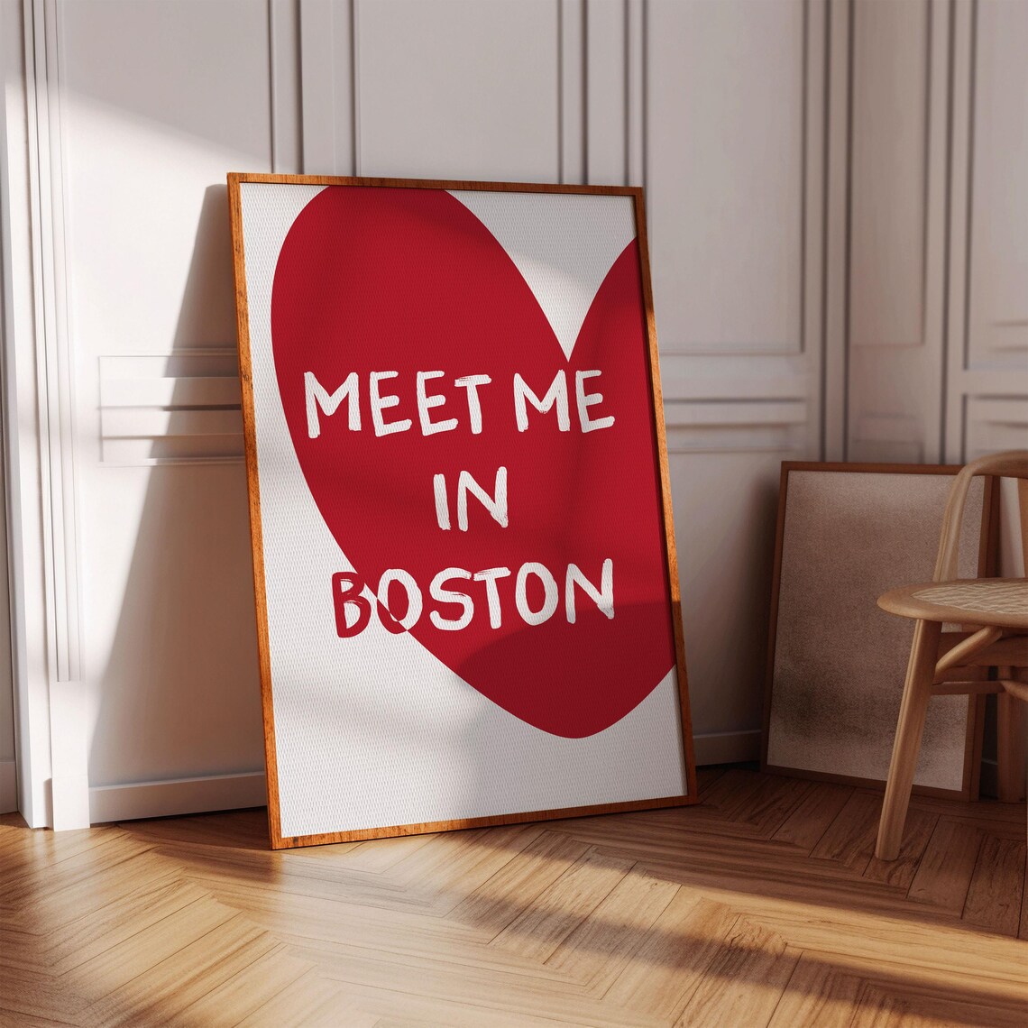Meet Me In Boston Retro Travel Poster Art Print