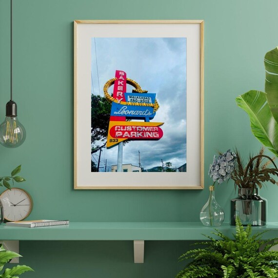 Leonards Bakery Vintage Neon Sign Malasadas Hawaii Photo Print Art