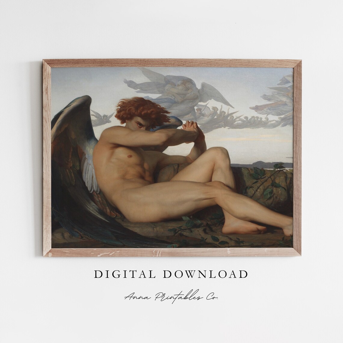Fallen Angel Remastered Painting, Biblical Art Print
