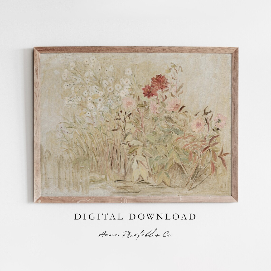 Antique Flower Painting, Vintage Cottagecore Art Print