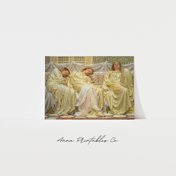 Three Sleeping Women Classical Robes Dreamers Antique Painting Poster