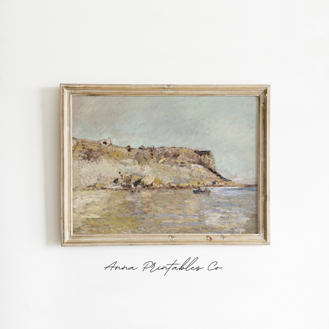 Coastal Mountains Antique Beach Cliff Landscape Painting Vintage Poster - Image 2