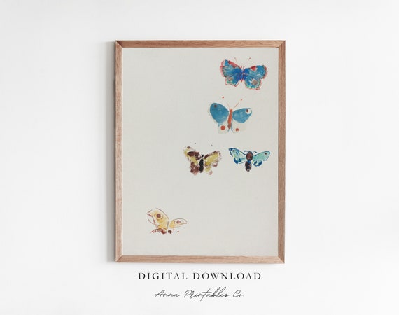 Butterfly Stamps Antique Butterfly Art Print For Vintage Painting Wall Art Cottagecore Decor Fine Art Print