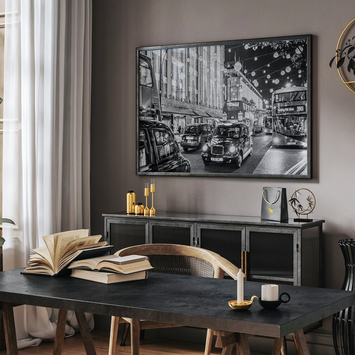 London Street at Christmas, Holiday Wall Art Print - Image 5