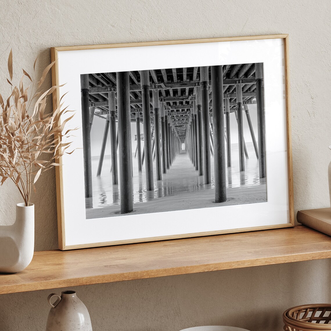 Pismo Beach Pier Black and White Travel Poster - Image 5