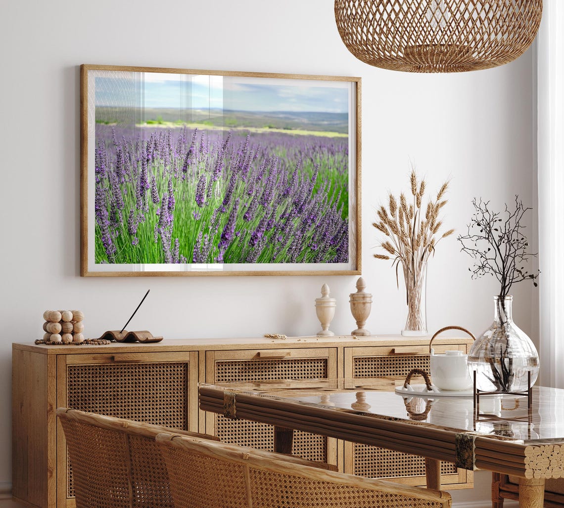 Lavender Field Purple Blooms Rows Countryside Summer Wall Art Poster - Image 2