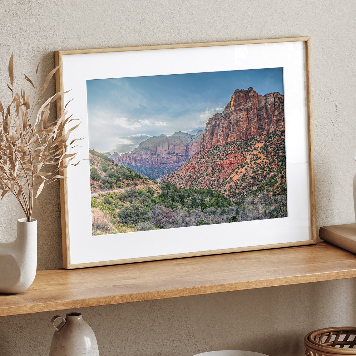 Zion National Park Red Rock Cliffs Canyon Golden Light Nature Poster - Image 3