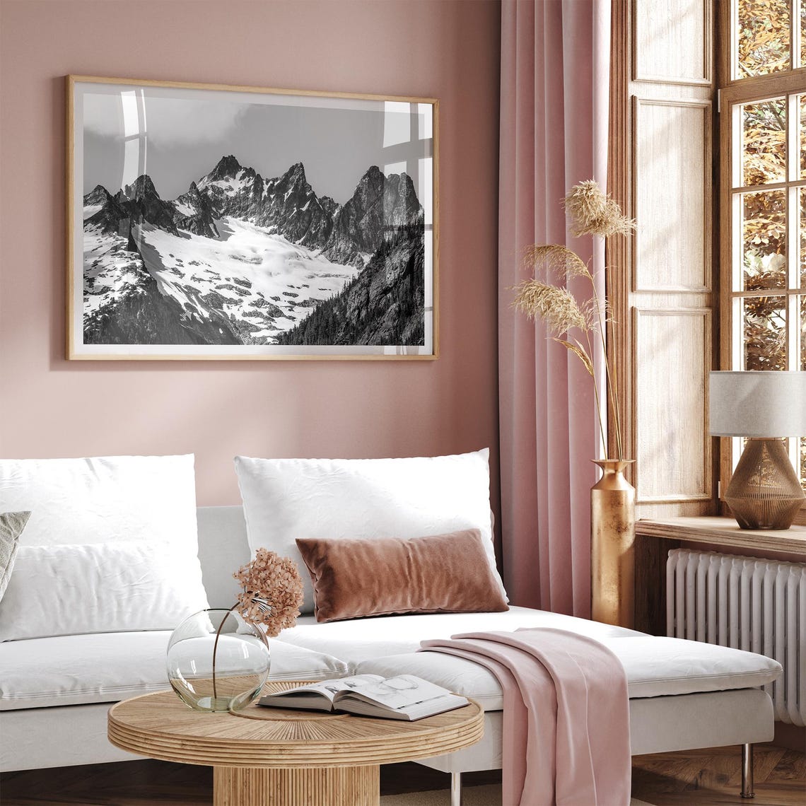 Black And White Snow Capped Mountain Peaks Glacier Ridges Poster - Image 5