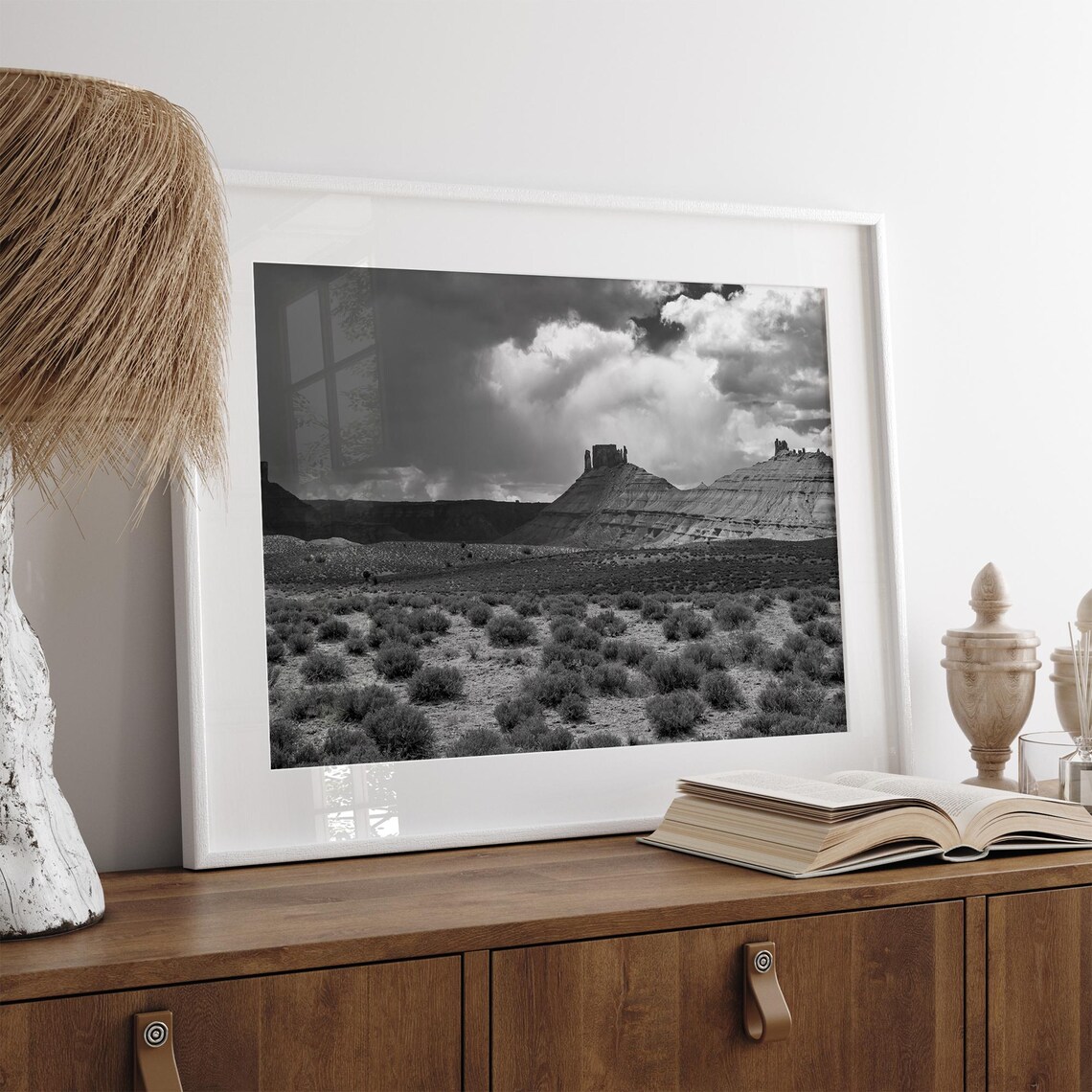 Black And White Utah Desert Landscape Art Print - Image 2