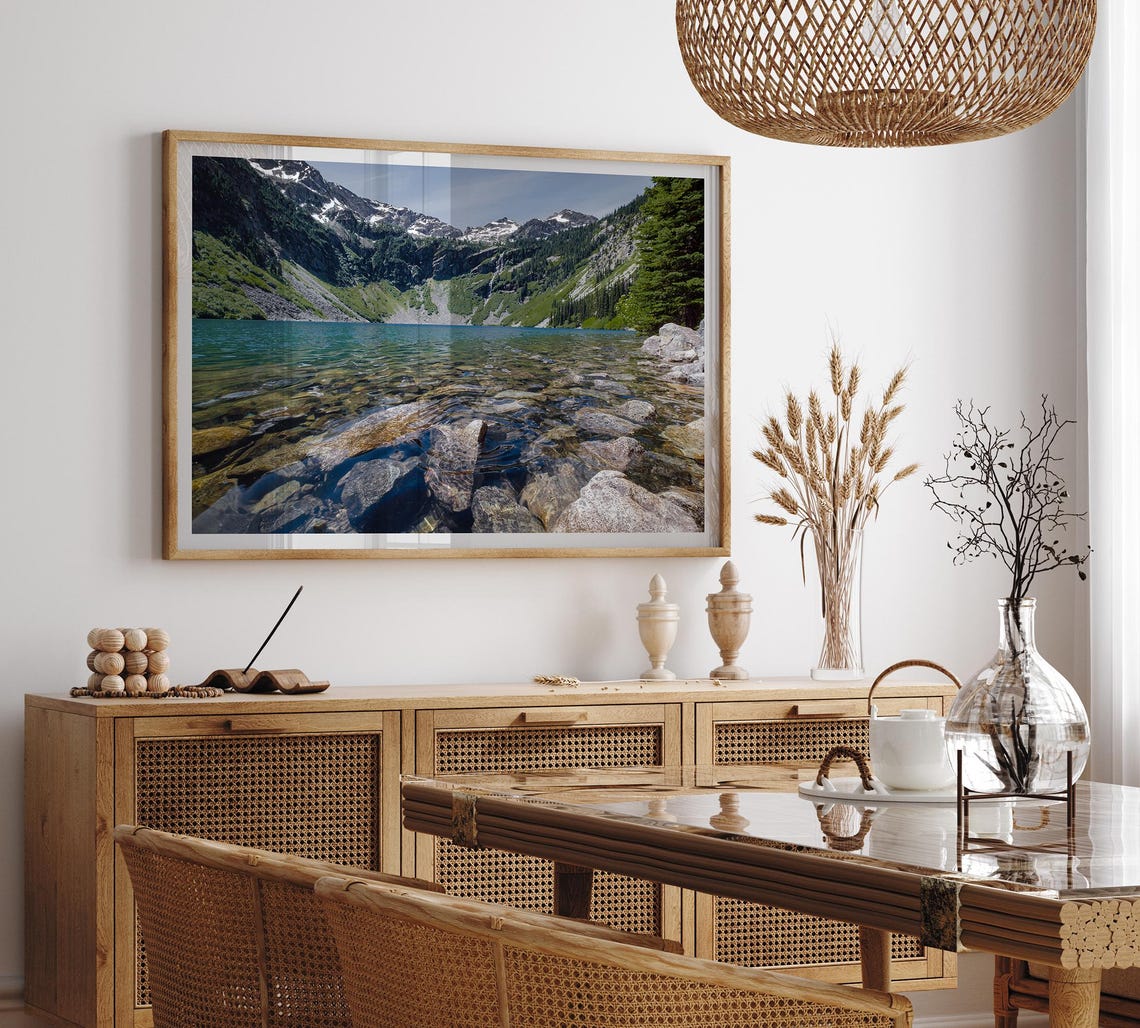 Alpine Lake Crystal Clear Water Snow Capped Peaks Mountain Poster - Image 5