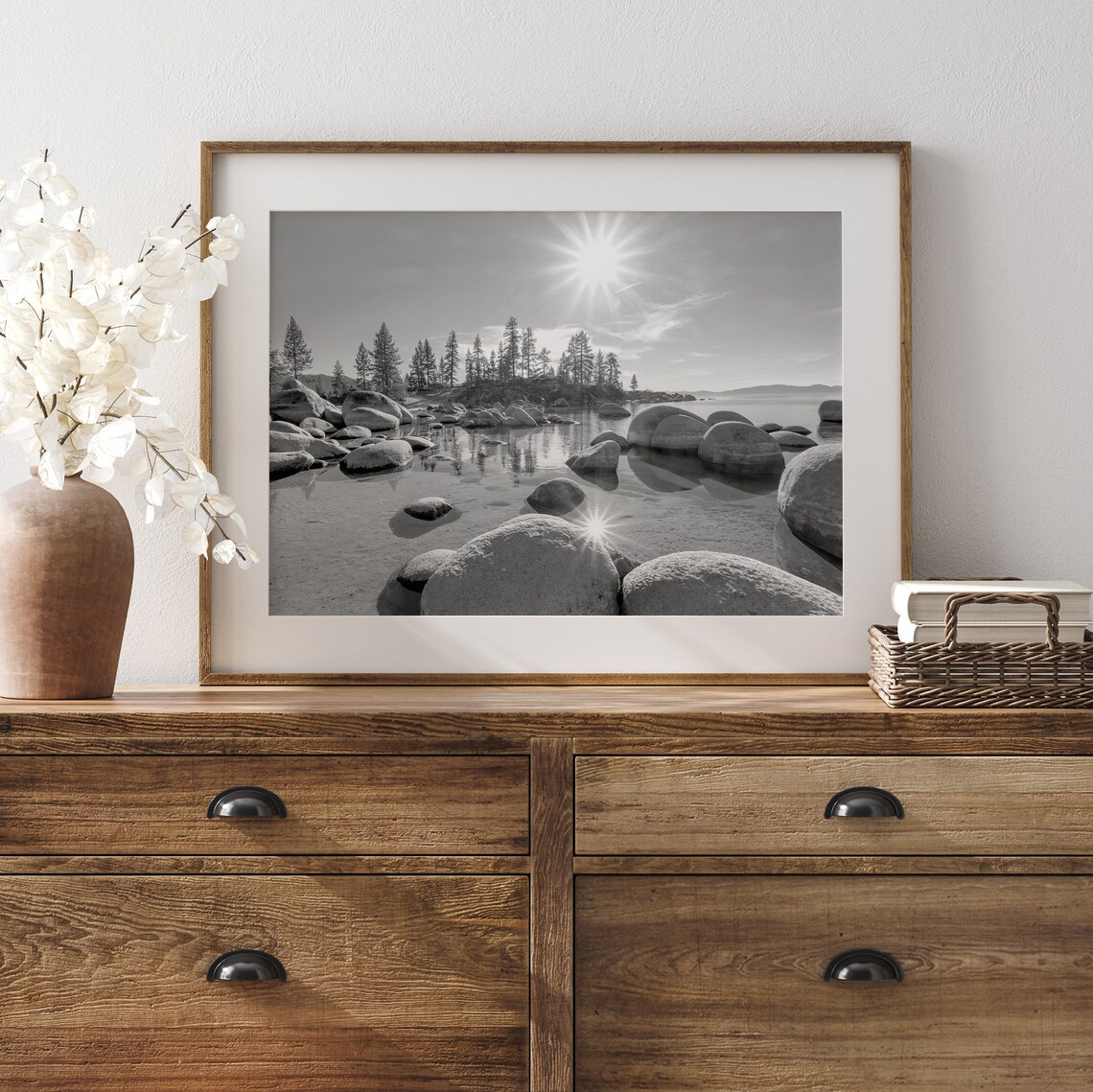 Lake Tahoe Beach Fine Art Black-and-White Art Print - Image 5