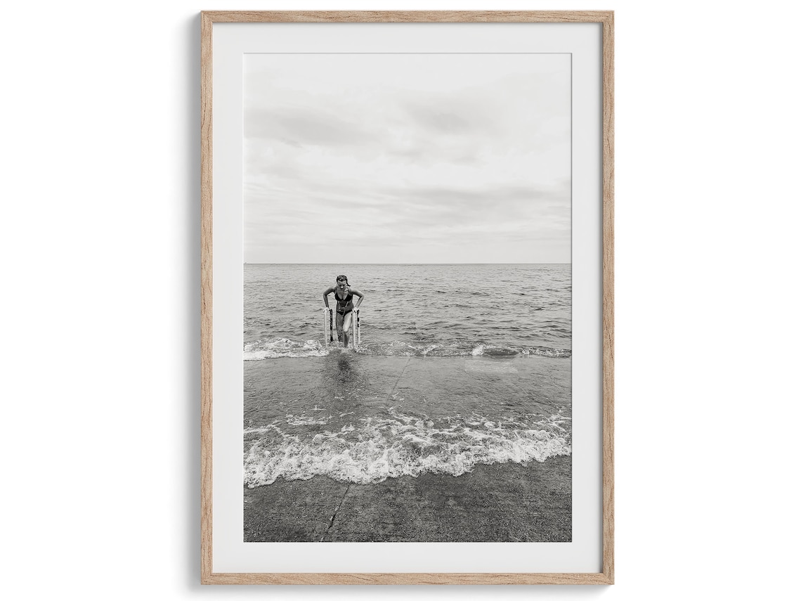 Lake Michigan Beach, Black and White Travel Poster
