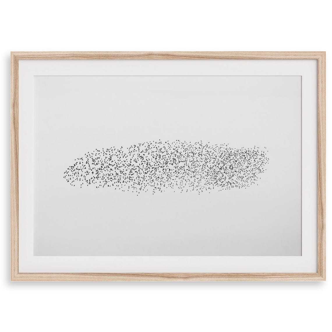 Bird Flock Murmuration Black And White Minimalist Sky Abstract Poster