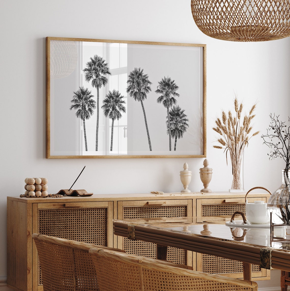 Black And White Palm Trees Row Minimalist Tropical Wall Art Poster - Image 4