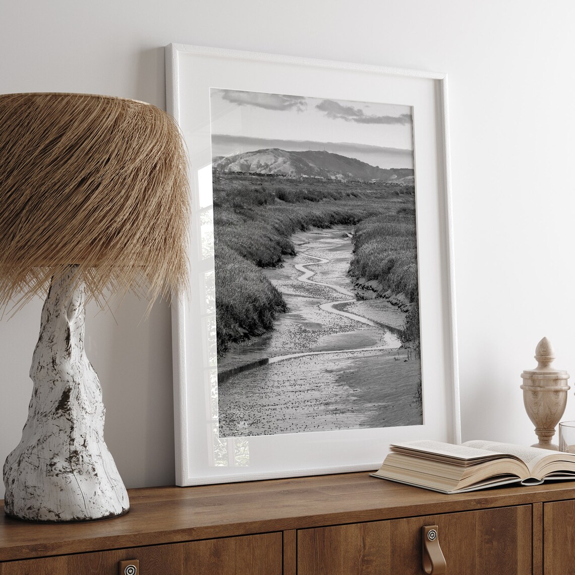 Marsh River Black and White Nature Art Print, PNW - Image 5