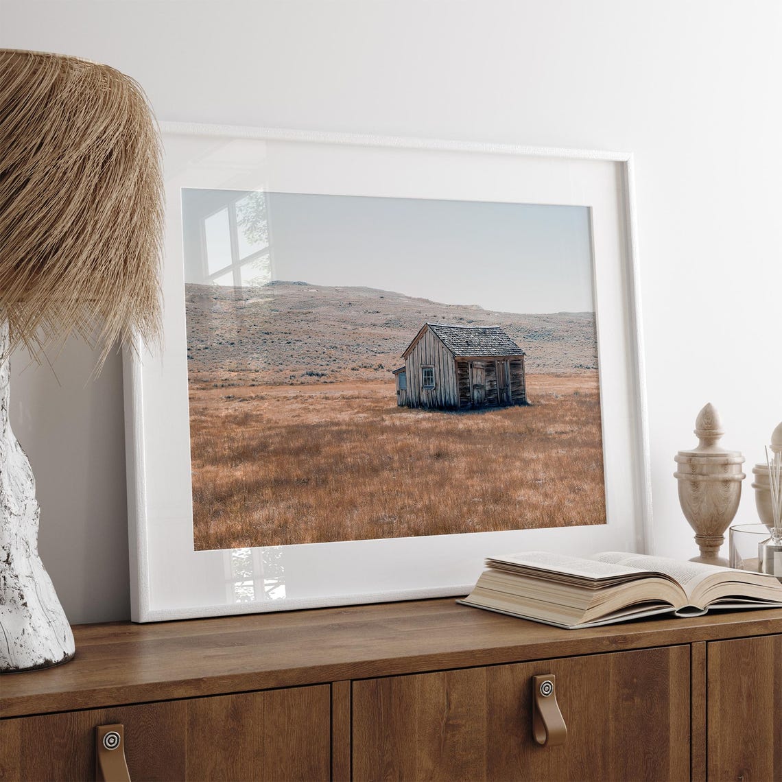 Rustic Wooden Cabin In Golden Prairie Field Old West Landscape Poster - Image 2