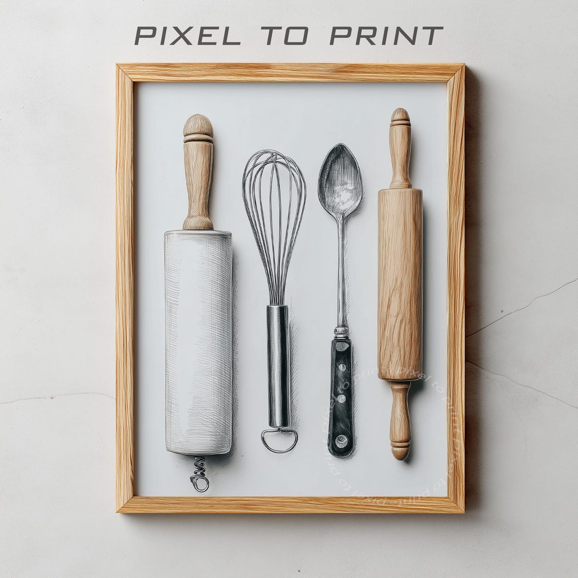 Trendy Kitchen Print Equipment Paint Minimalist Culinary Art