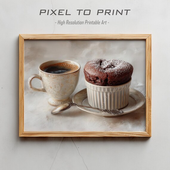 Coffee Chocolate Souffle Dessert Still Life Painting Cafe Poster