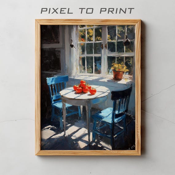 Summer Garden Print Tomato Painting Rustic Kitchen Wall Art Vintage