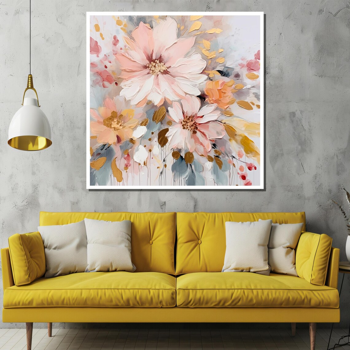 Pink And Gold Abstract Floral Textured Romantic Painting Poster - Image 2