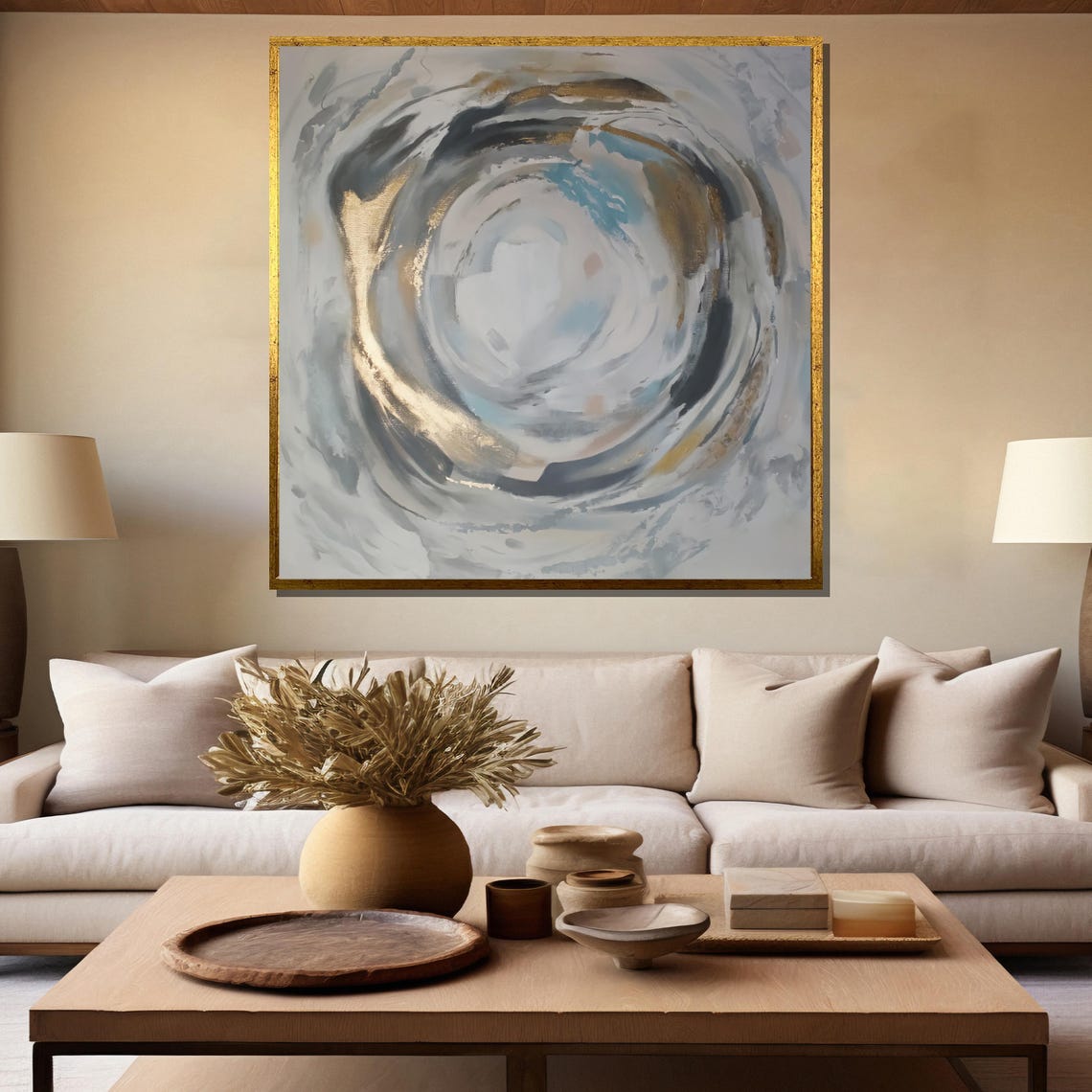 Neutral Grey Swirl Abstract Modern Elegant Home Decor Poster